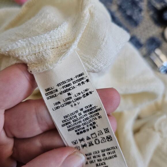Free People Cream 100% Linen High Slit Maxi Dress Size Medium - Picture 6 of 6